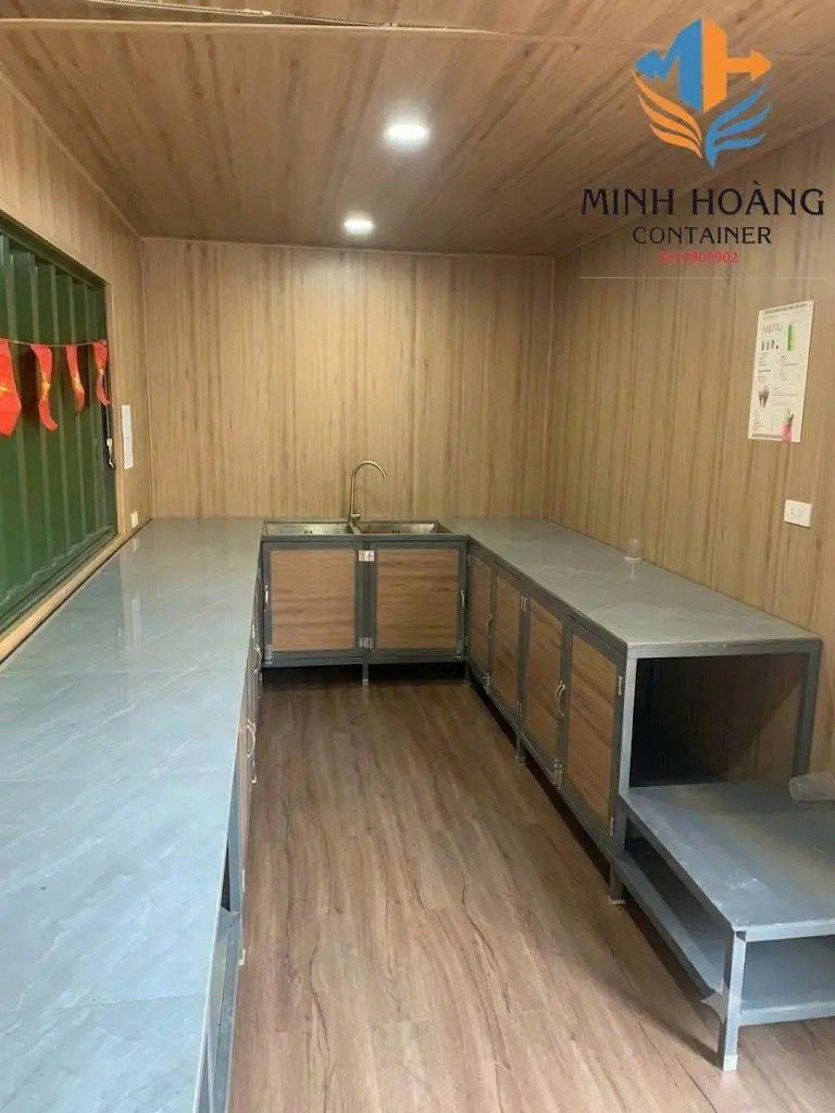 Container Cafe Thanh Lý 20 Feet Xanh Rêu Ốp Gỗ